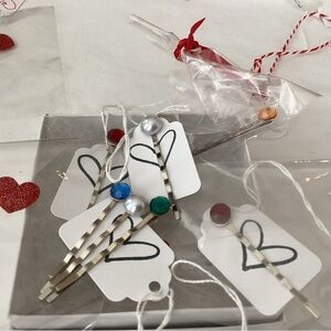 Valentines hand crafted barrettes.